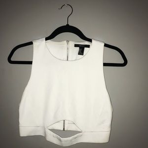 White Key Hole Crop Top